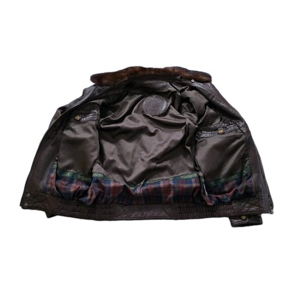 Santa Barbara Polo Racquet Club Leather Jacket Men 50 Brown LS Equestrian Vtg - Picture 8 of 16